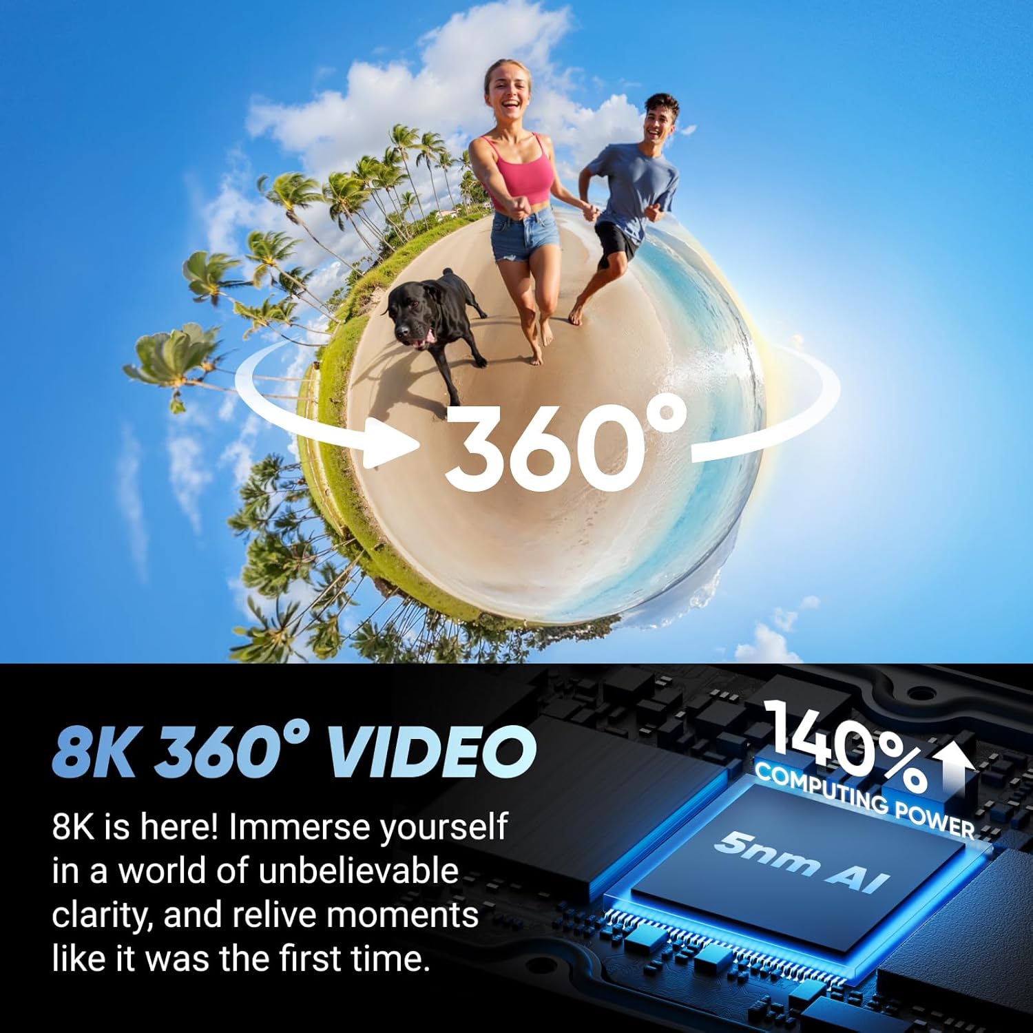 Insta360 X4 Standard Bundle - Waterproof 8K 360 Action Camera  4K Wide-Angle Video  Invisible Selfie Stick Effect  Removable Lens Guards  135 Min Battery Life  AI Editing  Stabilization