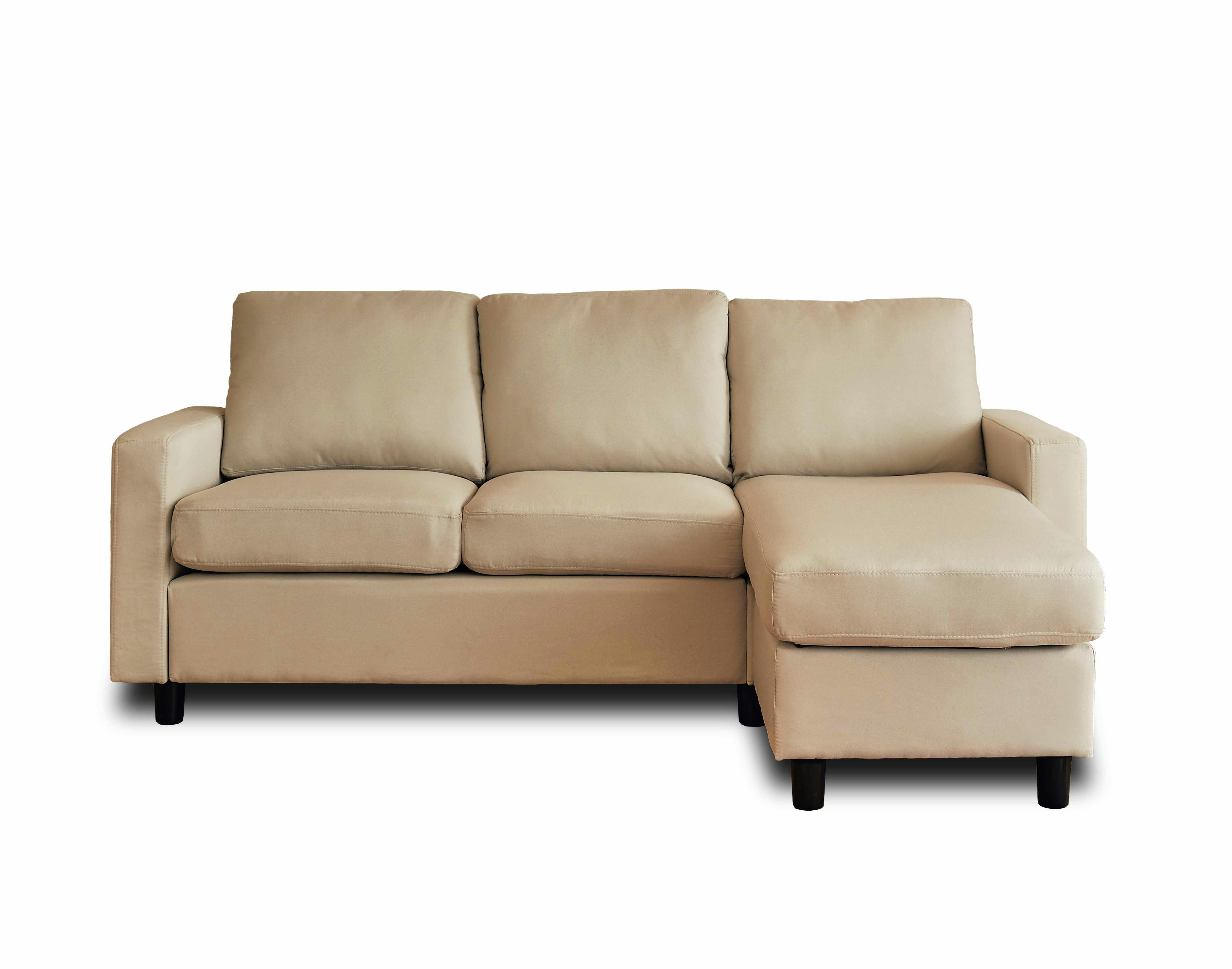 VIANON - Canapé d'angle réversible 4 places en tissu beige