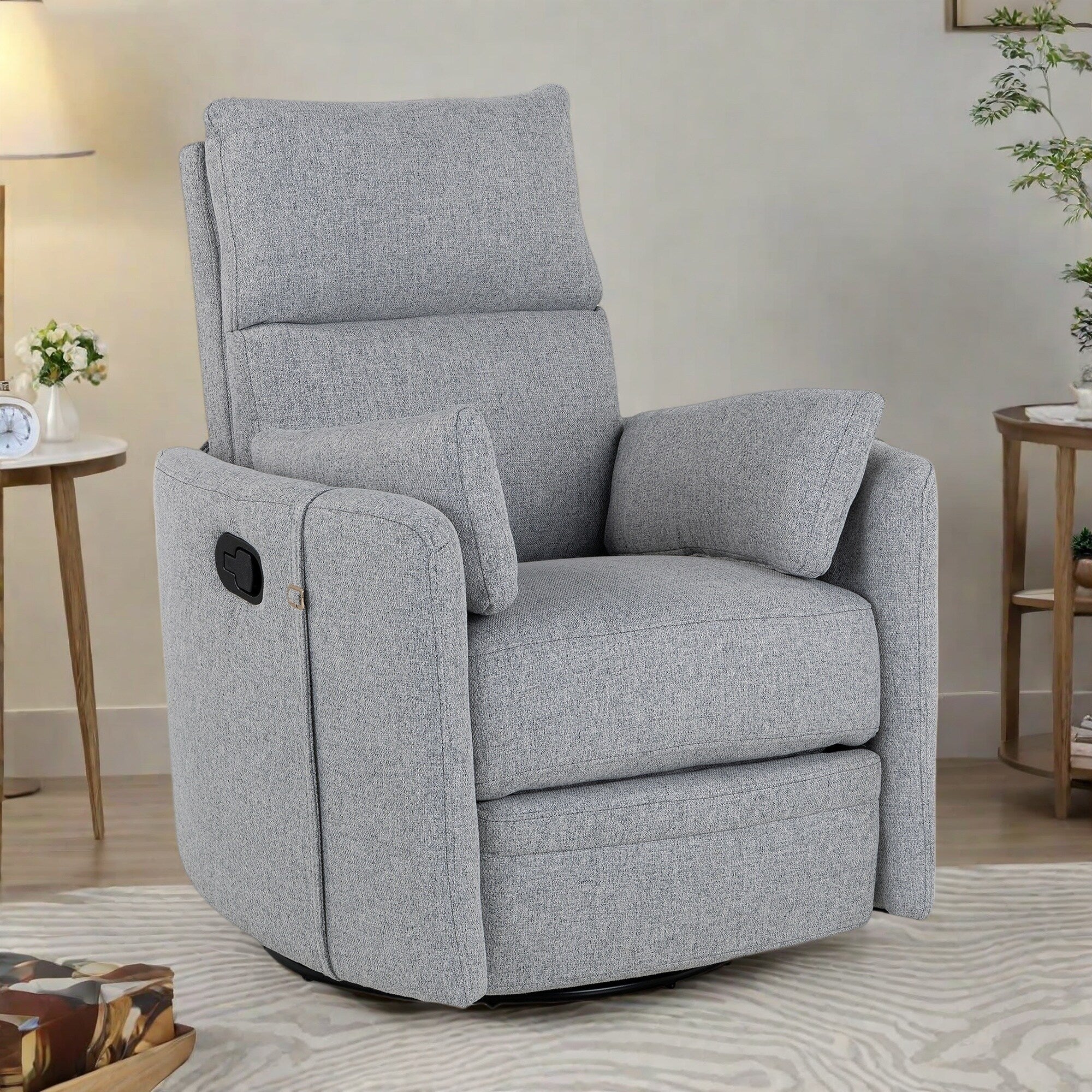 360° Swivel Manual Recliner with Rocking, Adjustable Backrest, Ergonomic Armrests