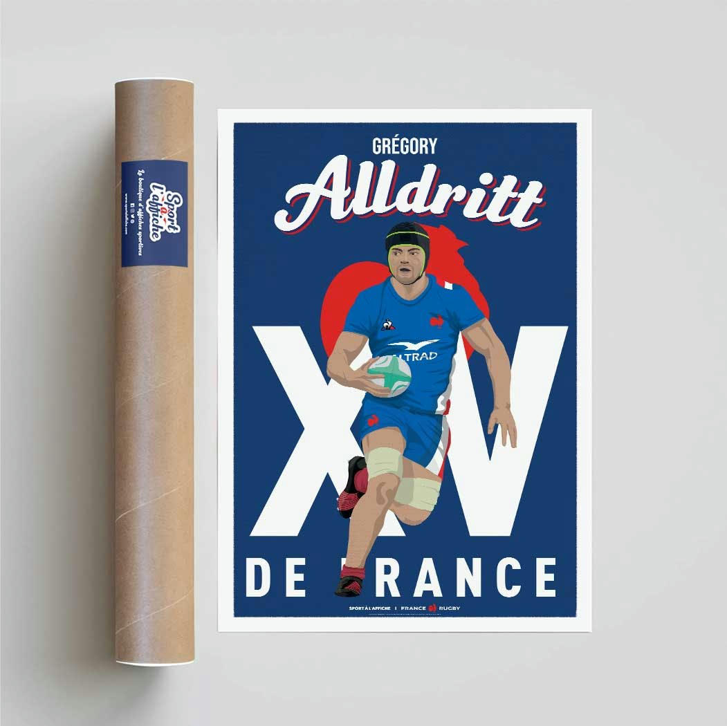 RUGBY - Affiche Rugby - XV de France - Grégory Alldritt 40x60cm