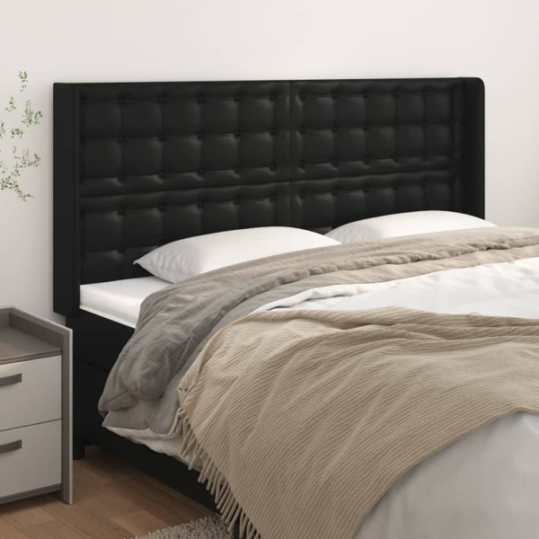Wezgłowie Czarny 203 x 16 x 118/128 cm Sztuczna skóra vidaXL