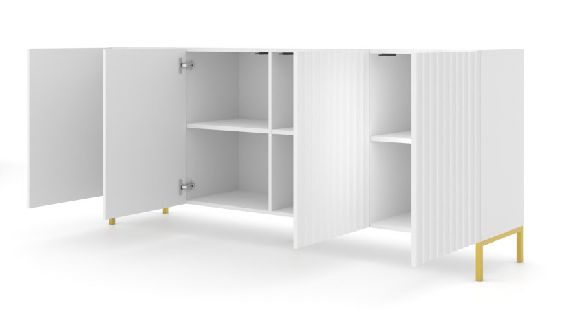 Komoda WAVE 200 cm 4D frez biały mat