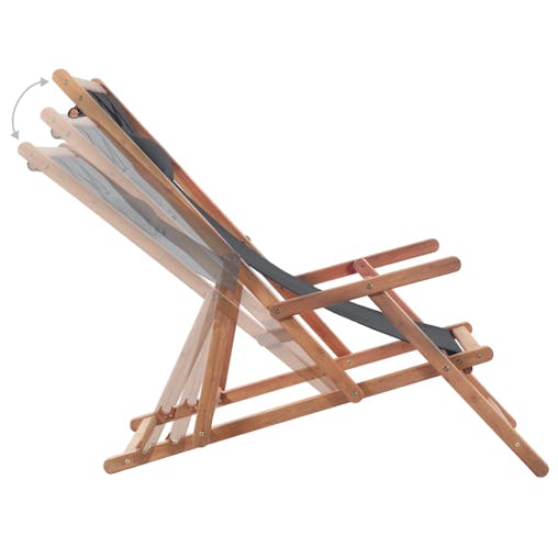 NNEVL Folding Beach Chair Fabric and Wooden Frame Grey