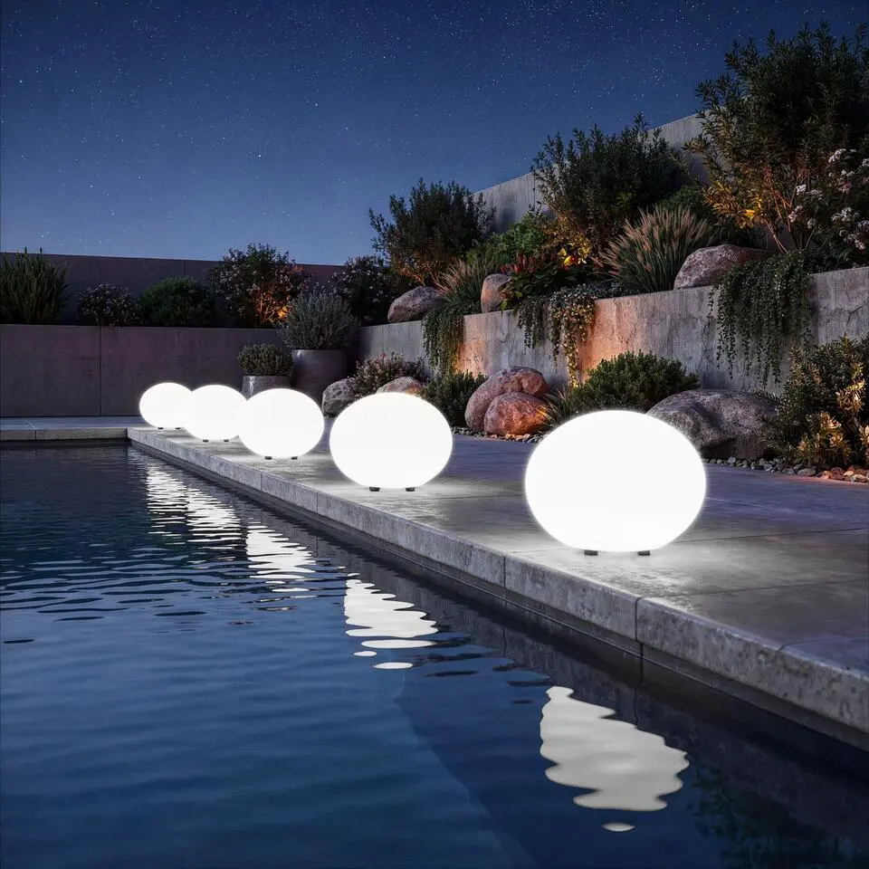 tectake Kogellamp Luminous Eye, LED, met afstandsbediening, Wit