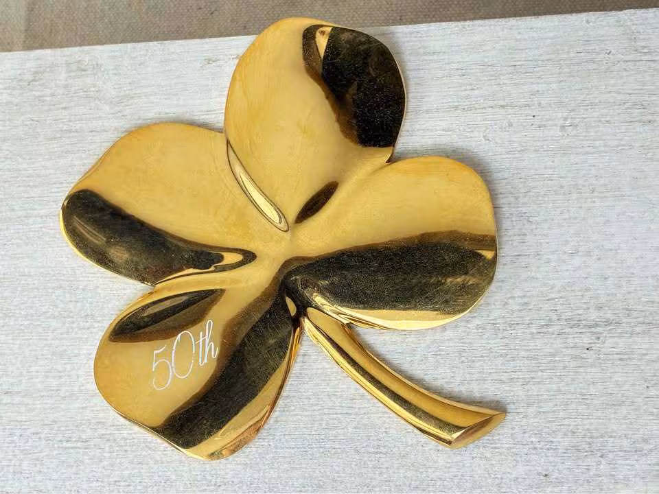 Gerity 24K Gold Electroplate Four Leaf Clover Paperweight