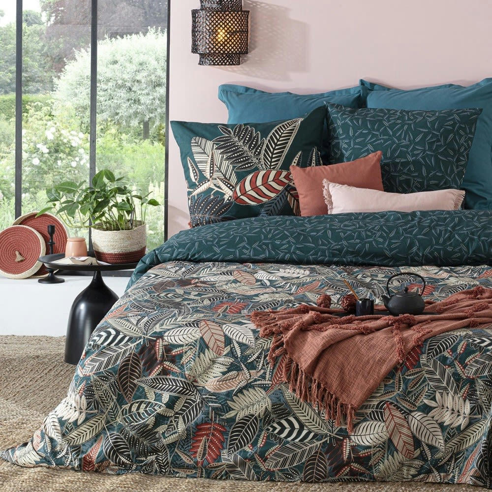 NOAMI - Parure de couette 100% coton 57 fils imprimée 260x240 2 taies