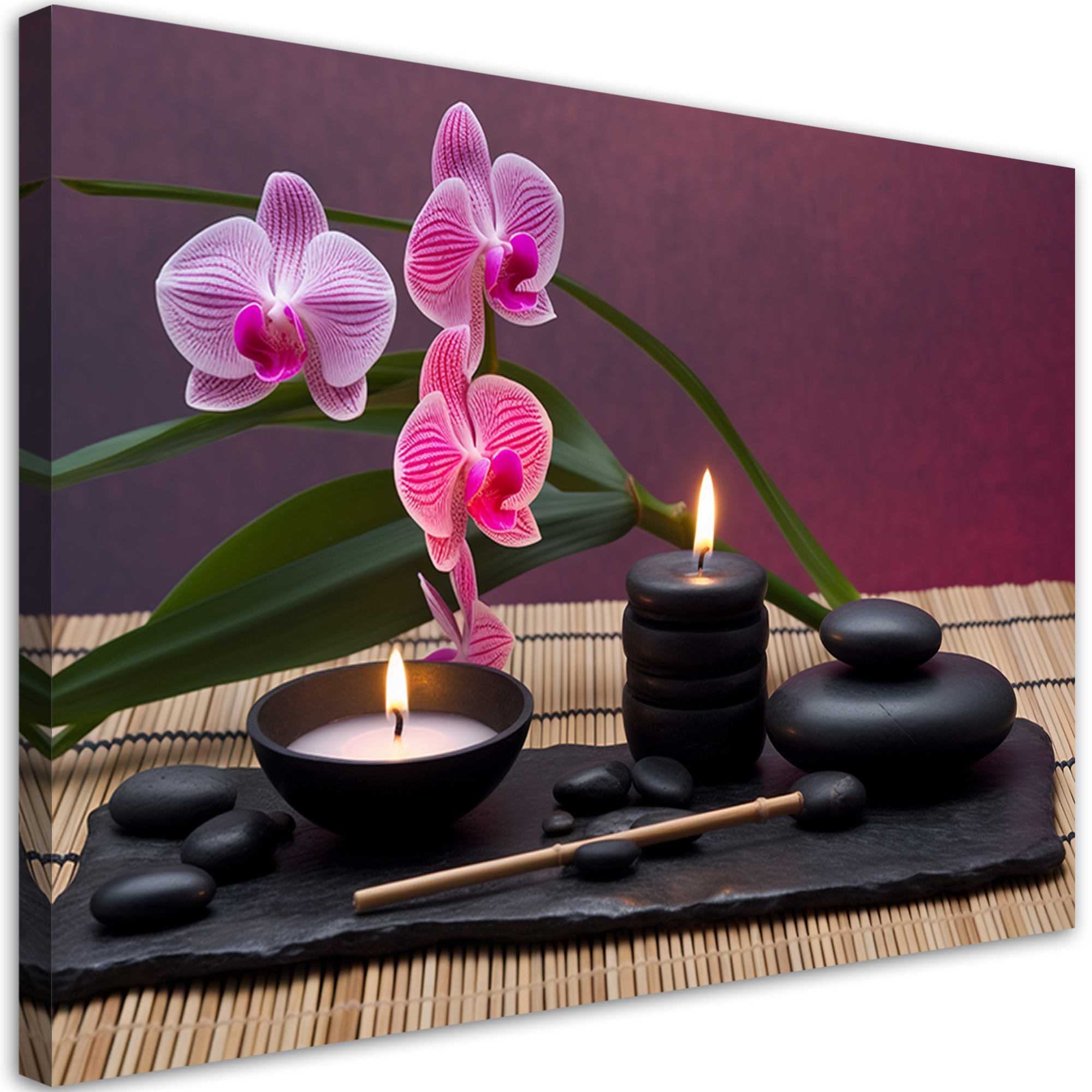 Feeby Obraz na płótnie, Orchidea Kamienie Zen Spa 60x40