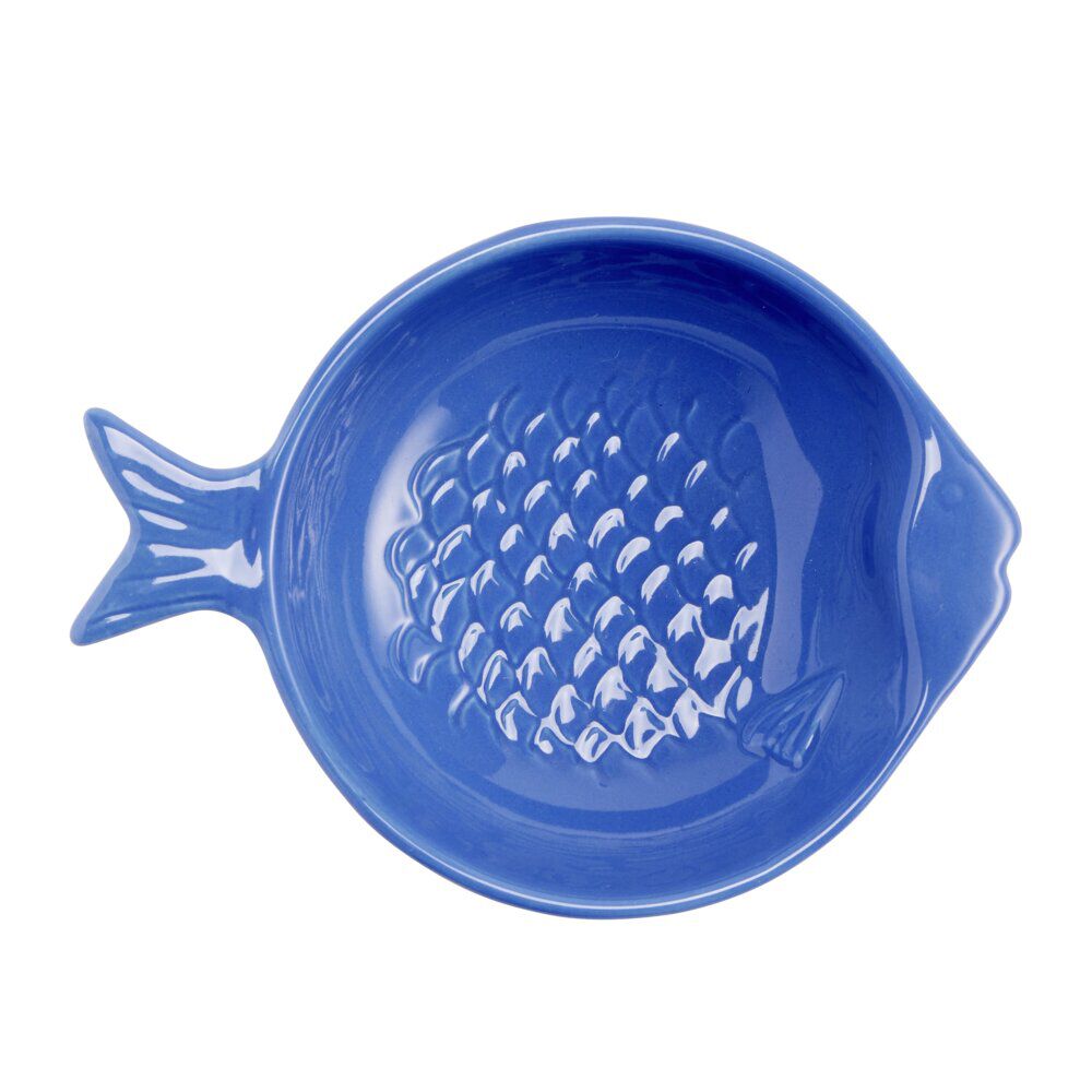 Bol forme poisson céramique bleu 11x16xH4cm