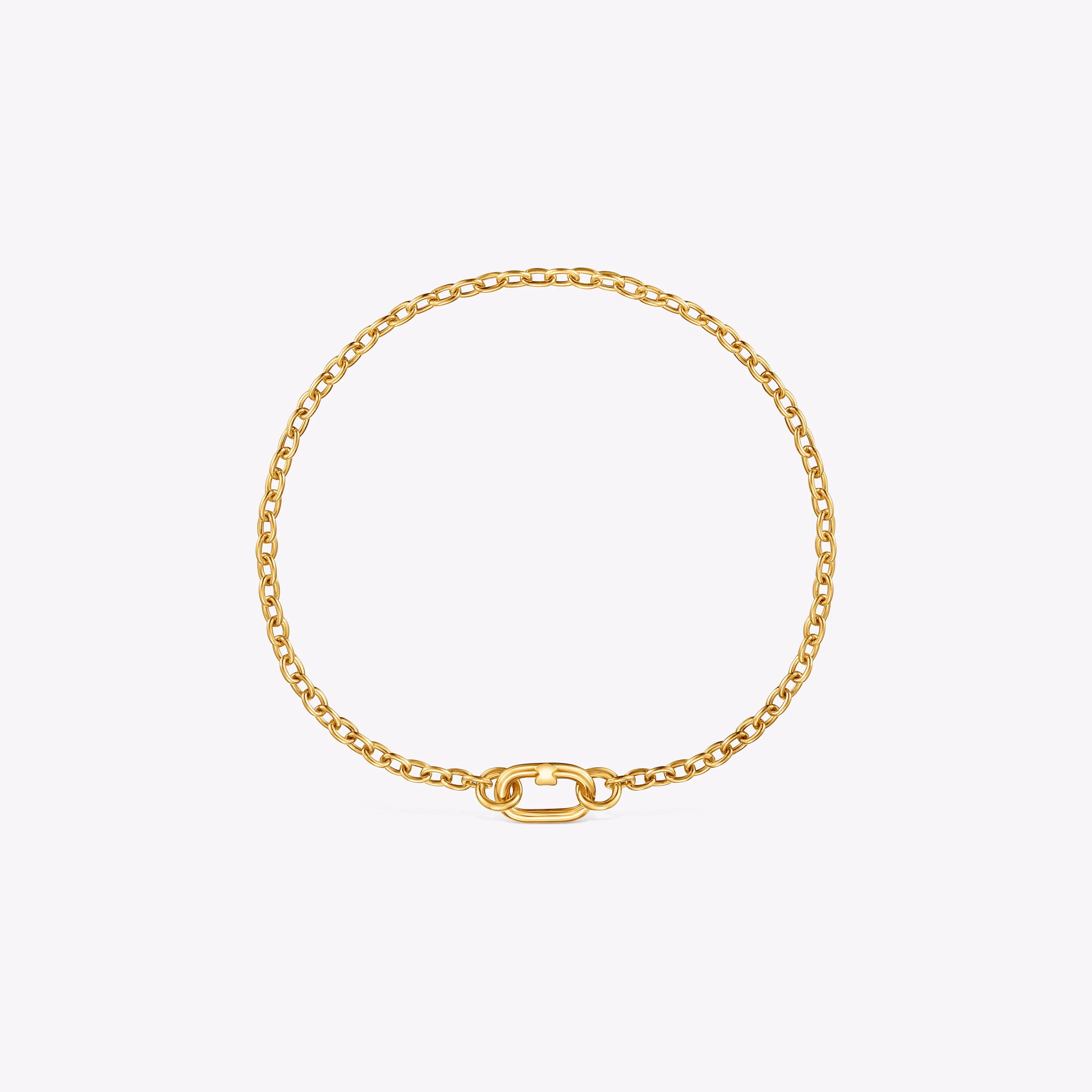Pulsera cadena gruesa de oro Hold Oval