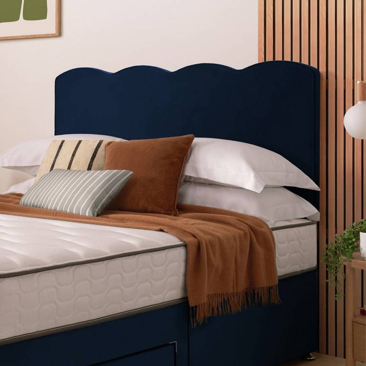 Silentnight Wave Velvet Single Headboard - Blue