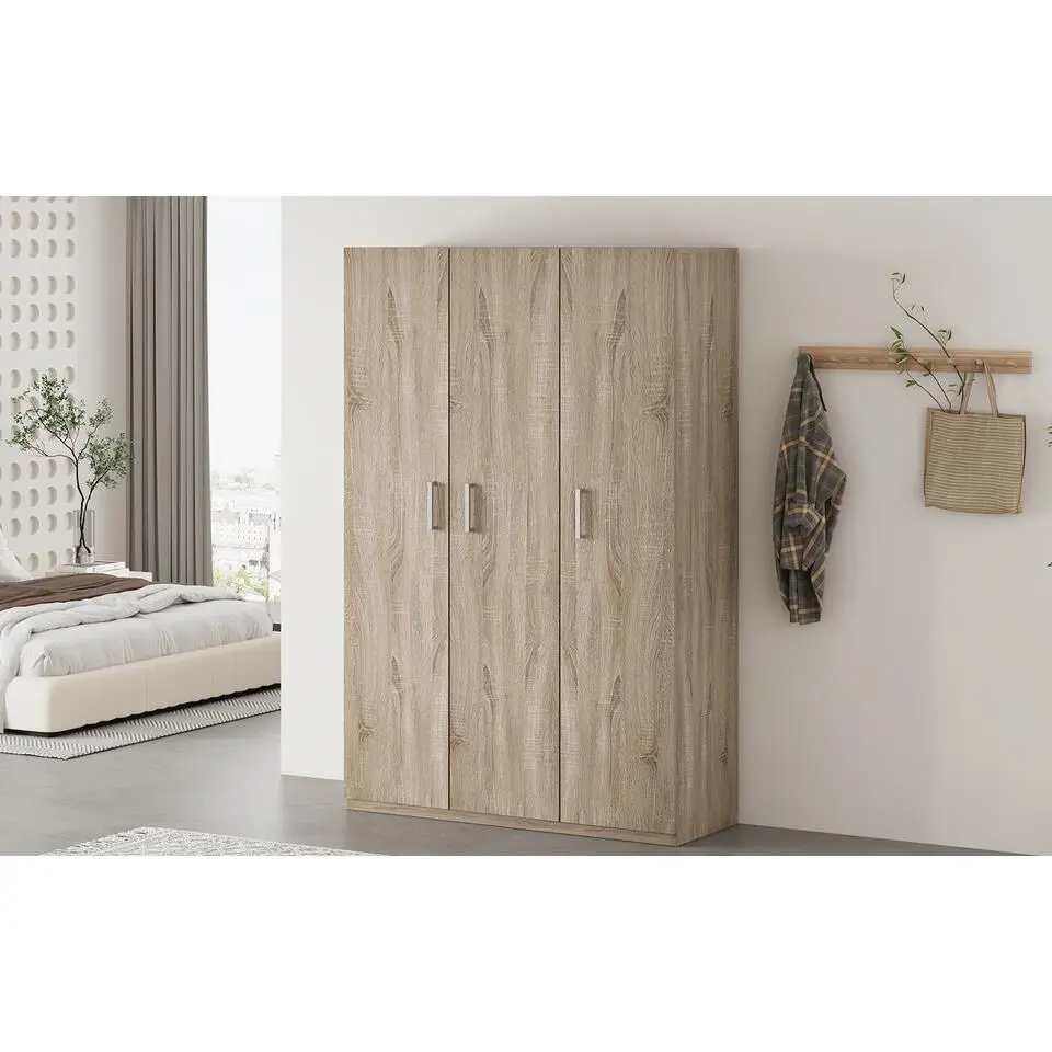 Interiax Kledingkast 'Mila' - Sonoma Eik - 3 Deurs - 180x120x42 cm