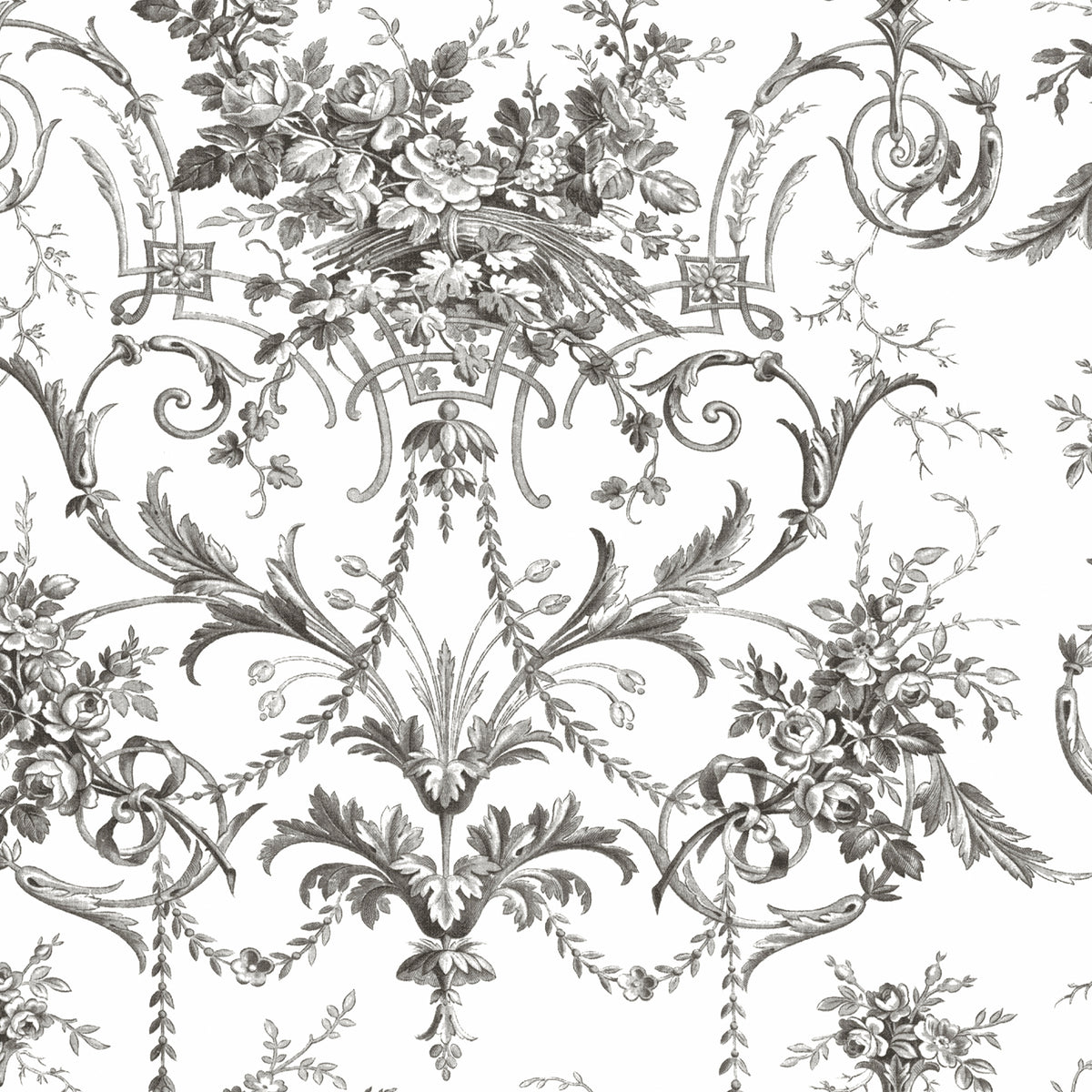 Laura Ashley Vliesbehang - Tuileries Charcoal Grey