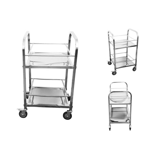 SOGA 2X 2 Tier Stainless Steel Square Tube Drink Wine Utility Cart 500x500x950mm