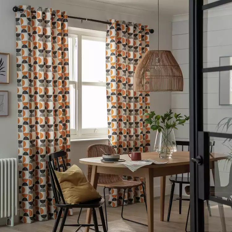 Habitat Geometric Eyelet Curtains - Multicoloured -117x137cm