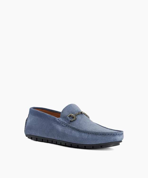 Brackon Blue - Snaffle Trim Suede Loafers