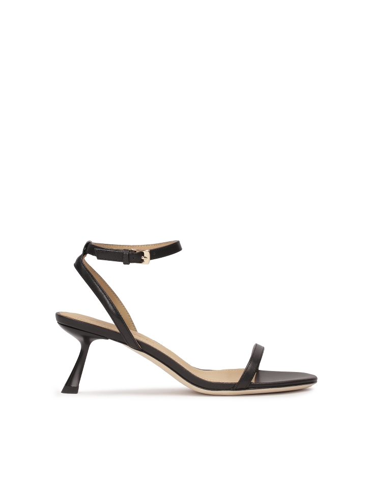 Minimalist black sandals with a fashionable heel