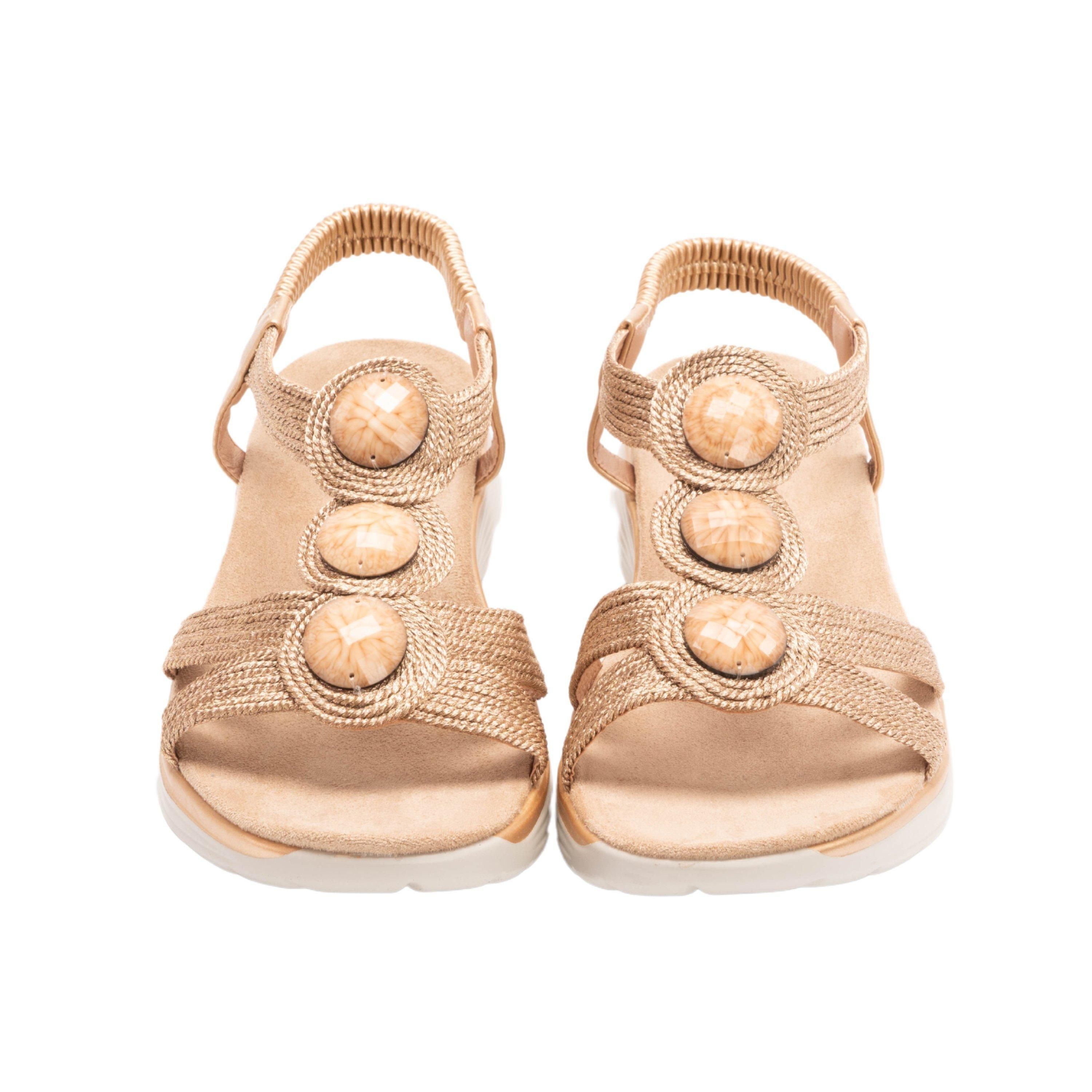 IVACHY Boho Chic Wedge Sandals with Rhinestone Accents