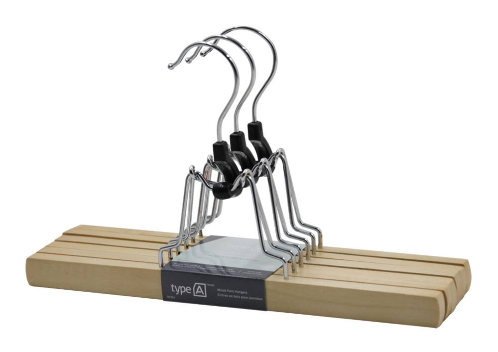 type A Wood Swivel Pant Hangers, 3-pk