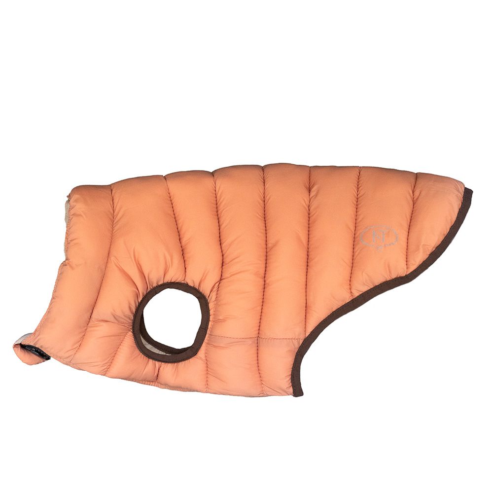 Nomad Tales Bloom Puffer Dog Coat - Orange/Beige