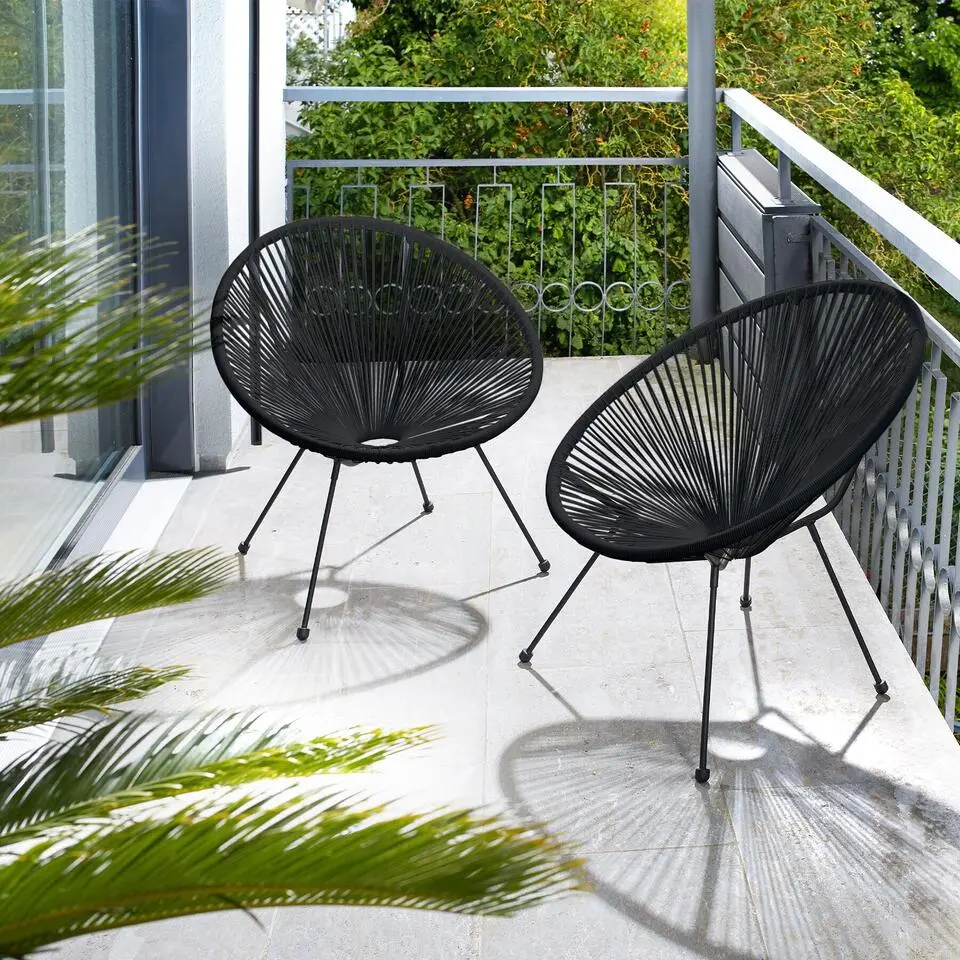 tectake 2 tuinstoelen Santana in Acapulco-design, Zwart
