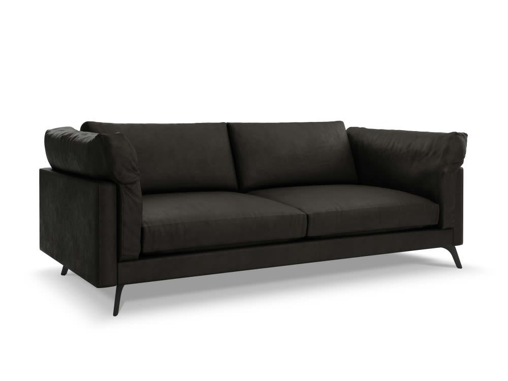 CAMILLE - Canapé 3 places en cuir noir