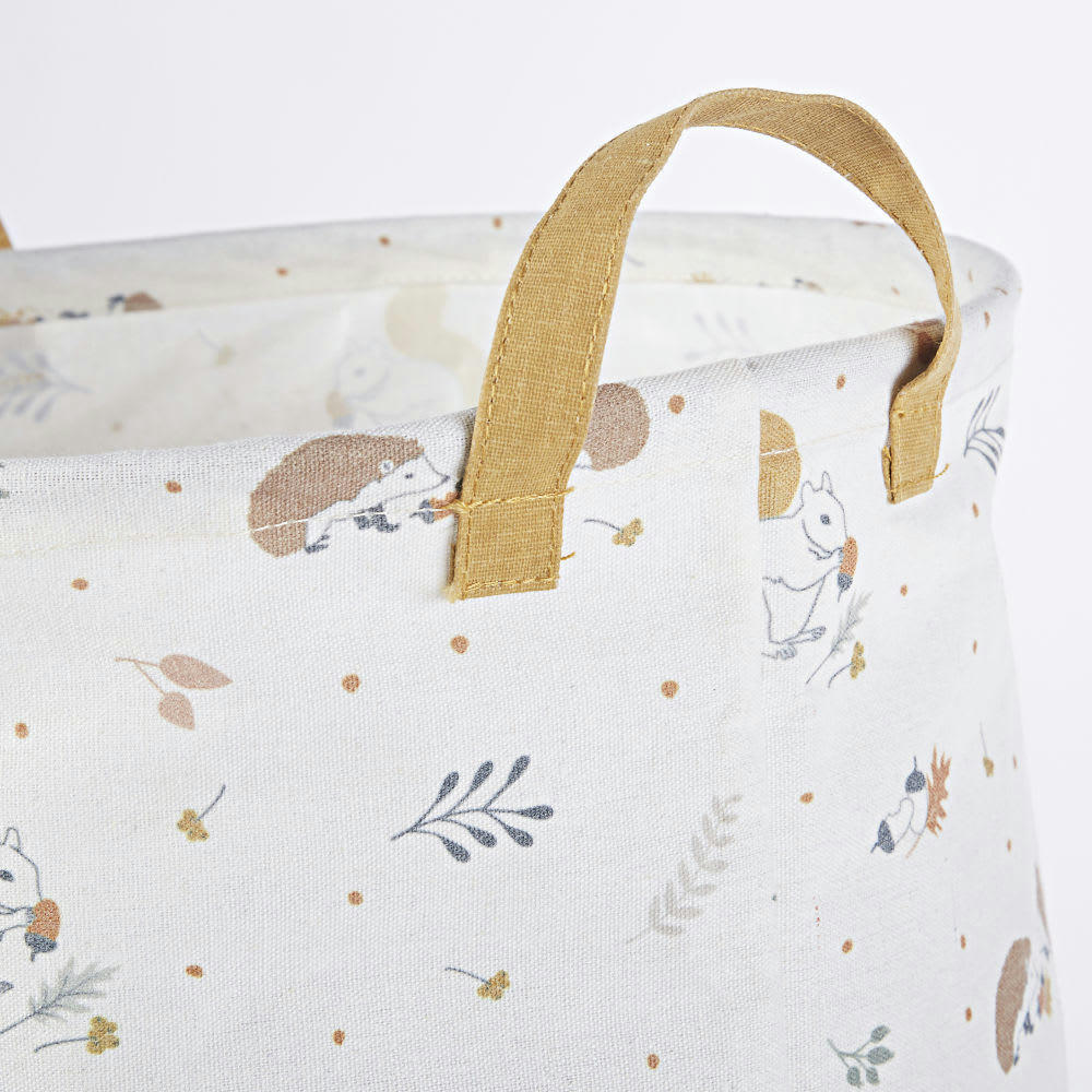 MIMIZAN - Sac de rangement bébé marron, ivoire et orange motifs animaux