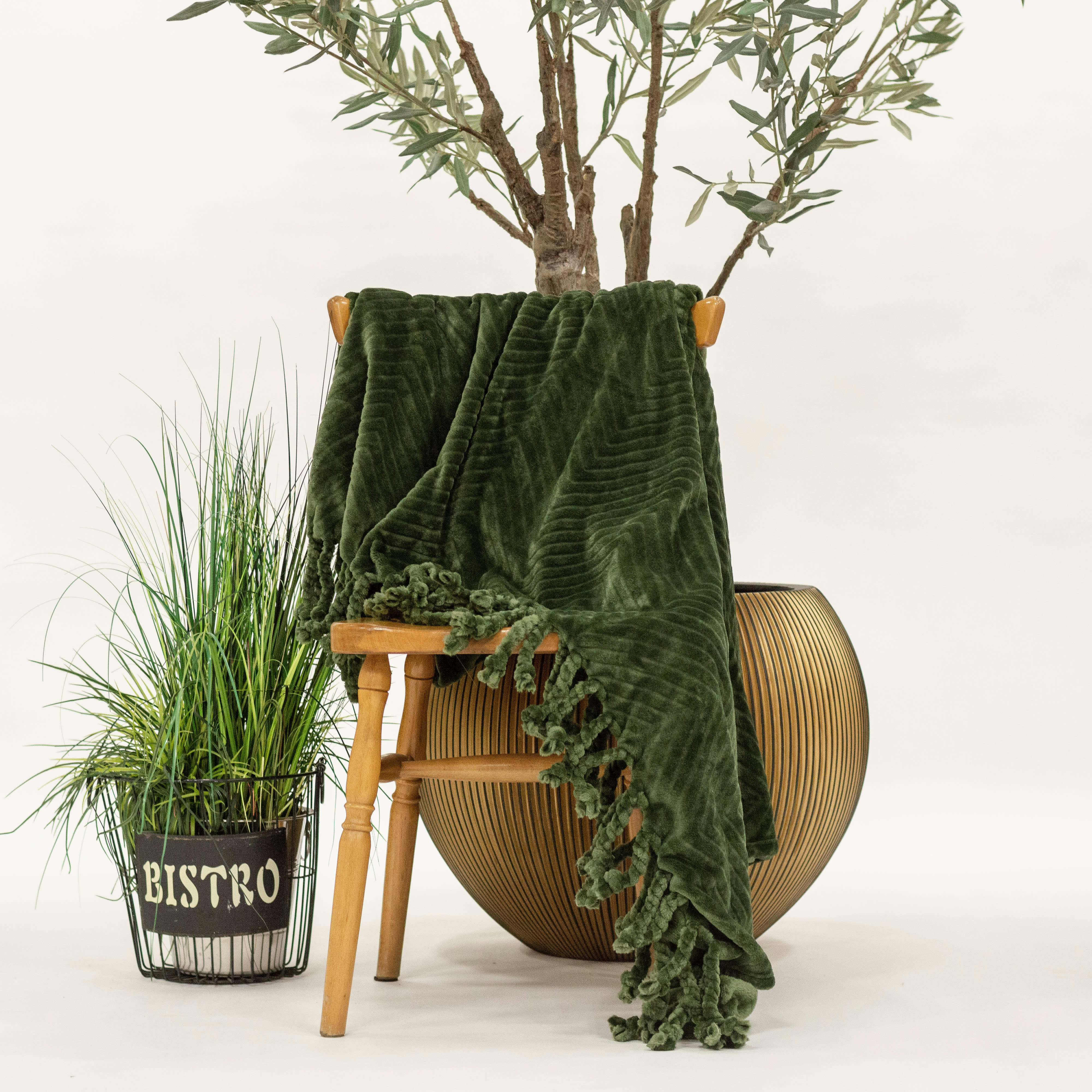 ZIGGY - Plaid vert fleece 140x180 cm avec motif