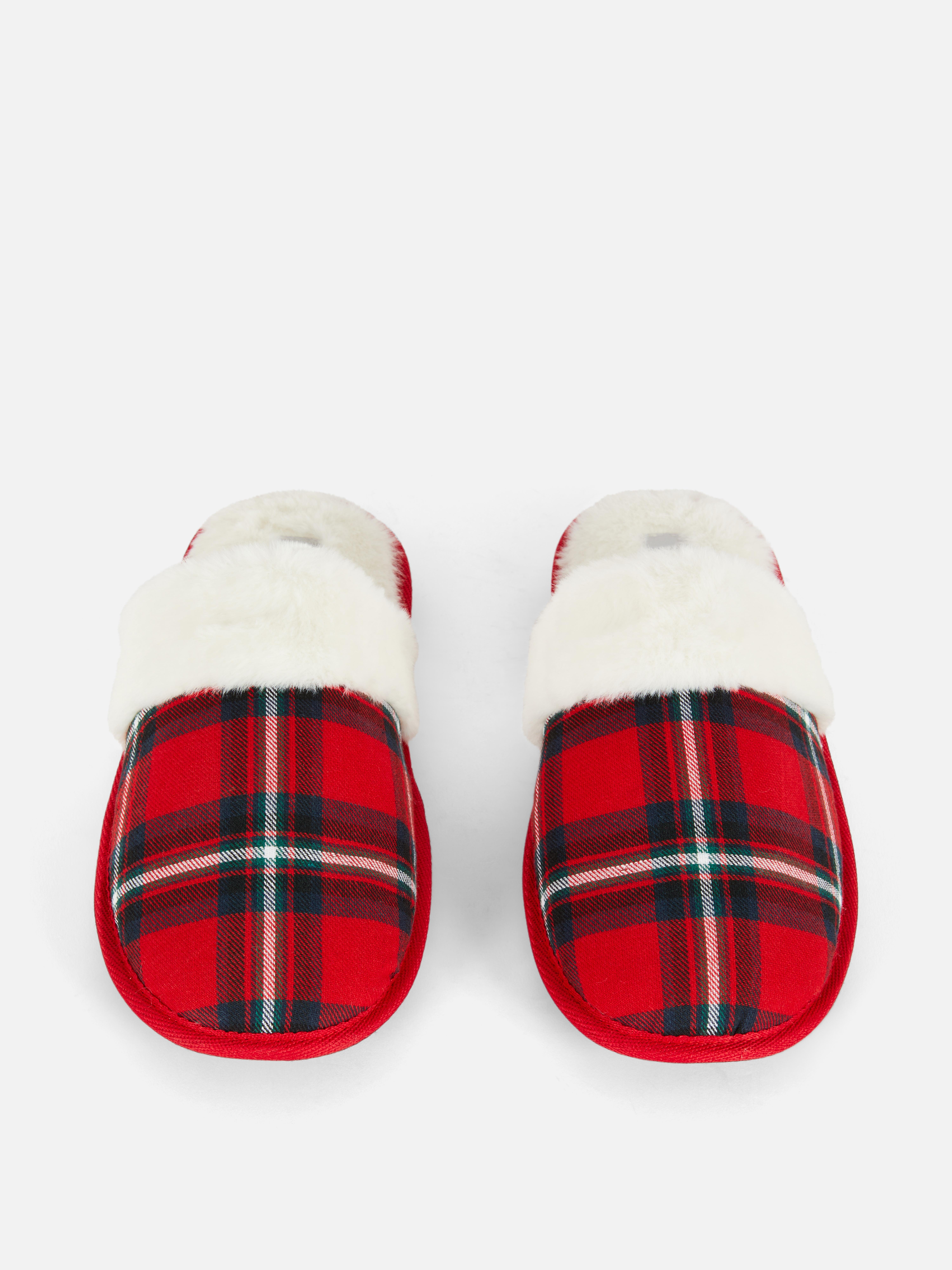 Women's Check Family Christmas Mule Slippers