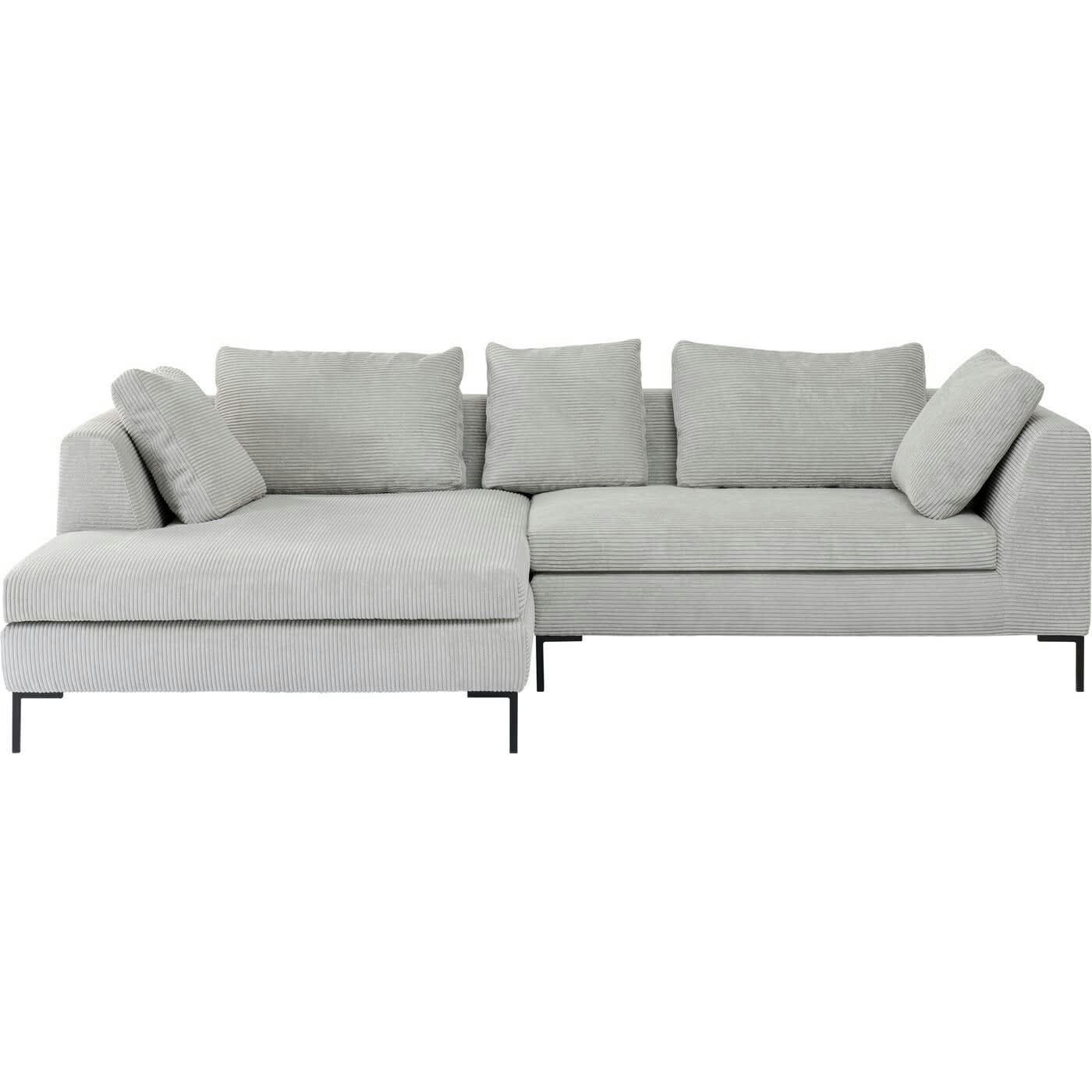 GIANNA CORD - Canapé d'angle gauche 4 places en tissu côtelé gris