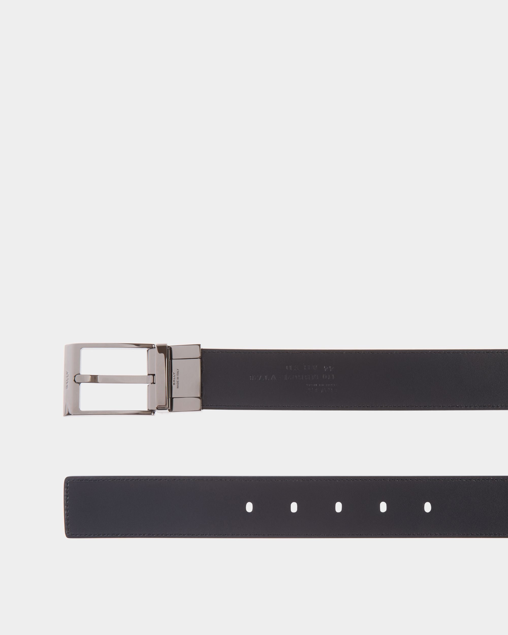 Shiffie Verstellbarer Wendegürtel Aus Leder In Schwarz Und Navy Blue, 35 mm