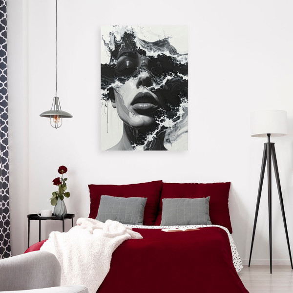 Obraz do salonu sypialni, Portret kobiety czarno biały 20x30