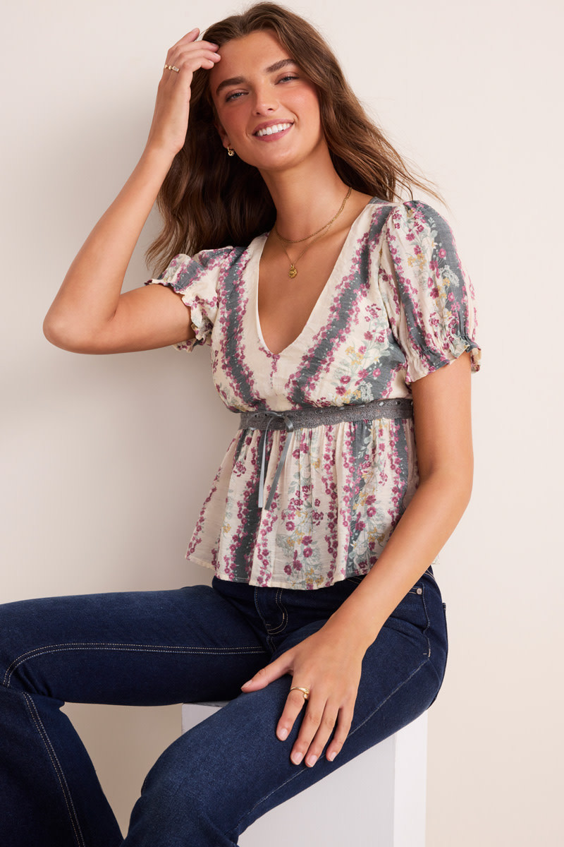 Rachel V Neck Floral Blouse