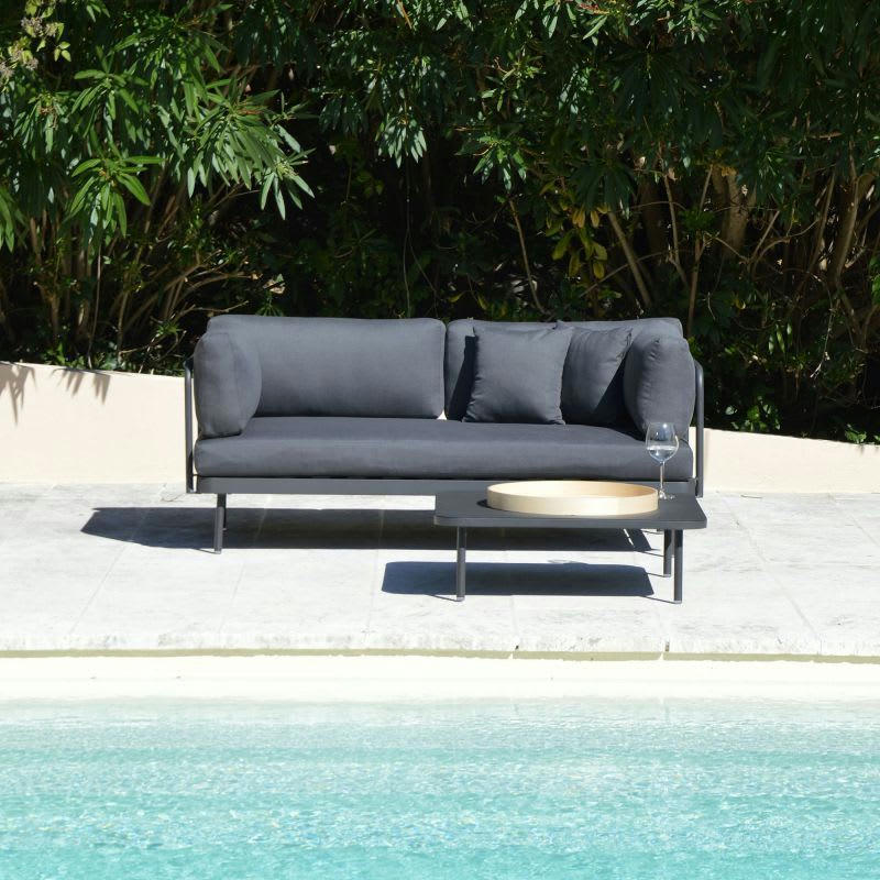 MYKONOS - Salon de jardin aluminium 3 places gris anthracite