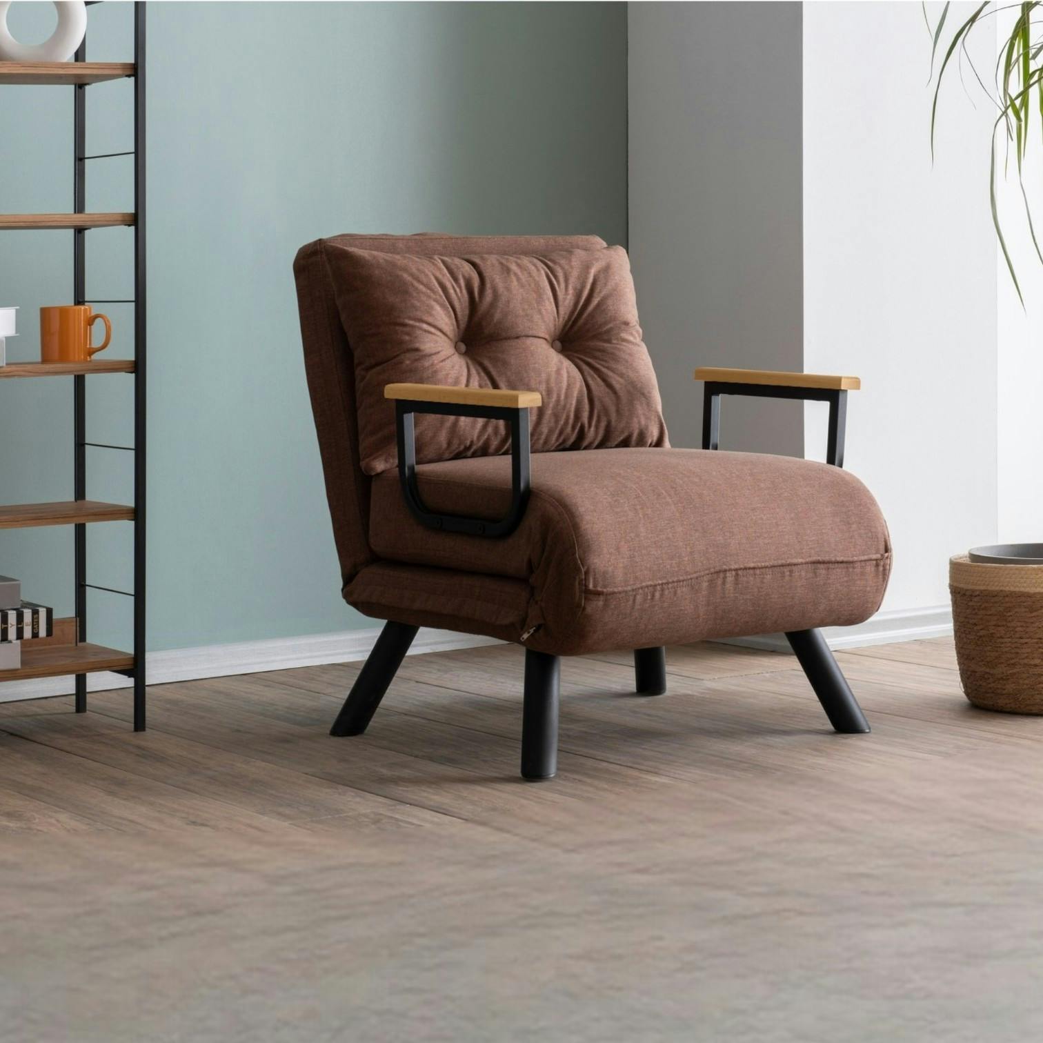 Fauteuil convertible marron 1 place couchage 175 cm MODI