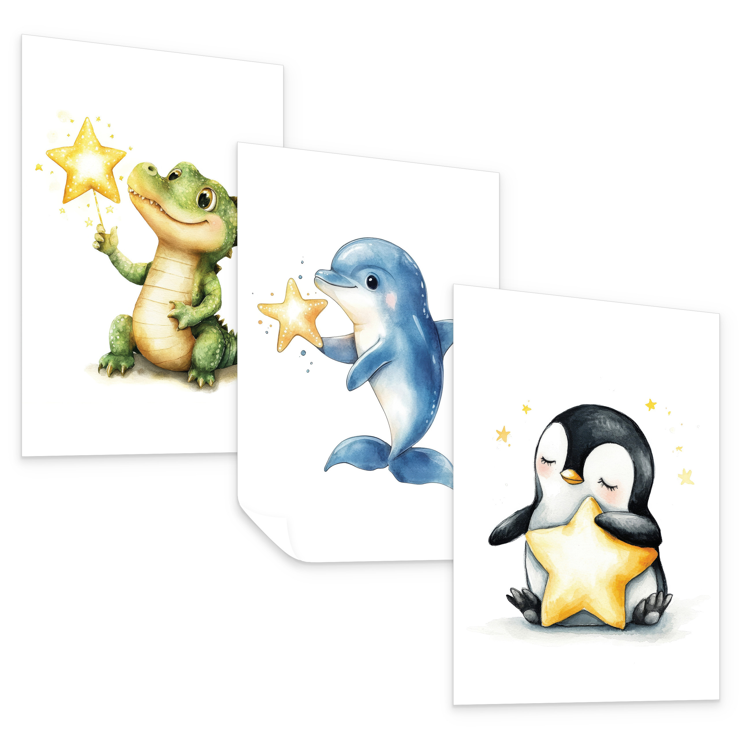 Plakaty Misie z gwiazdkami SET 3x A4