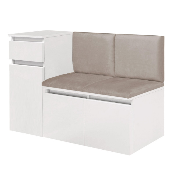 Zestaw Do Przedpokoju 2P2S(1S1D) Biały/Beż 132X37X83,5 Cm Welur Beż