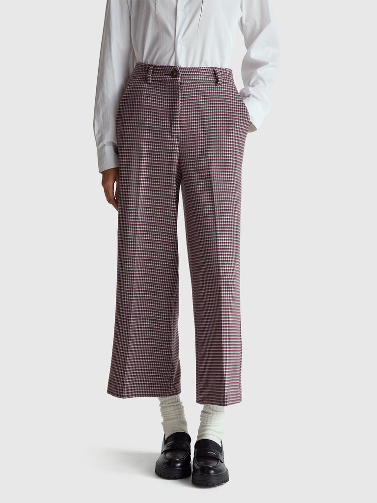 Wide leg houndstooth trousers