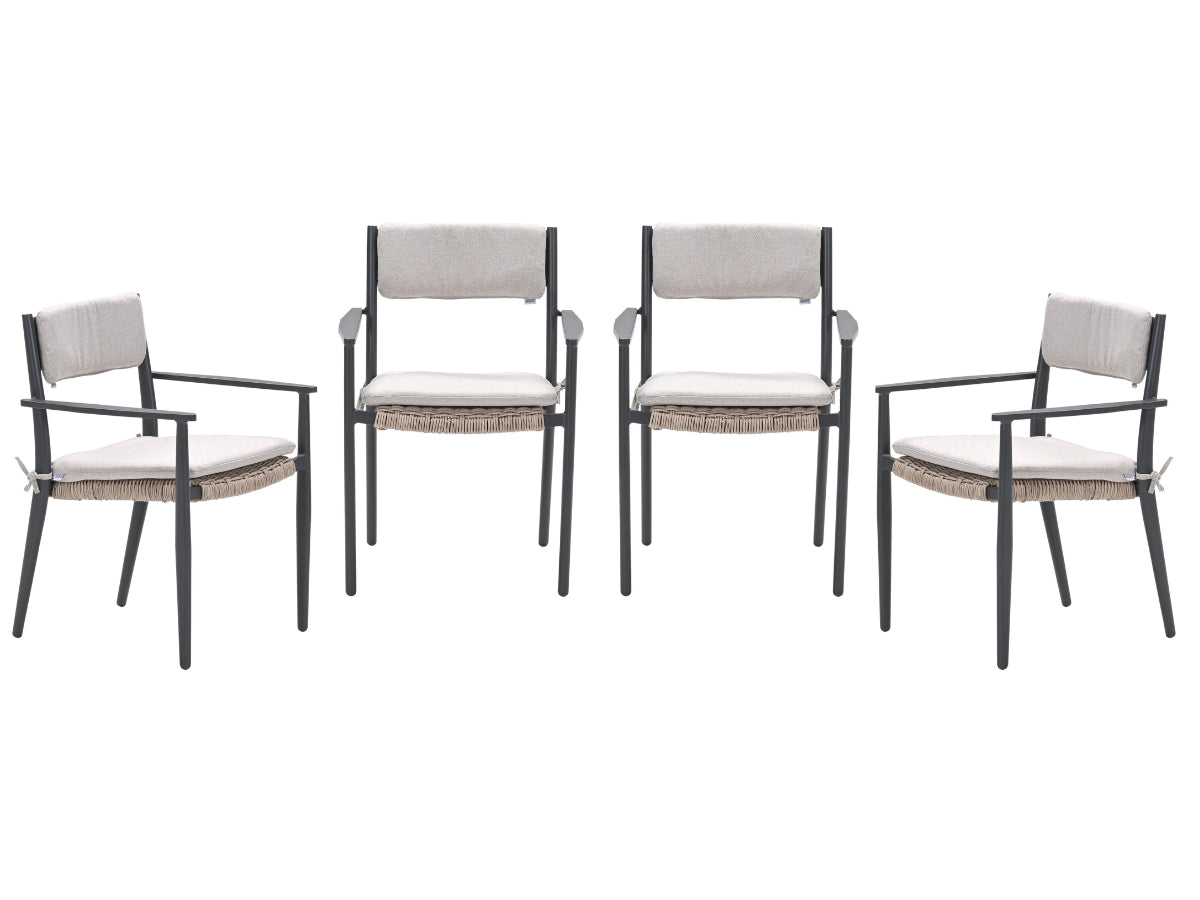 Garden Impressions Parijs tuinstoelen set van 4 – carbon black / desert sand
