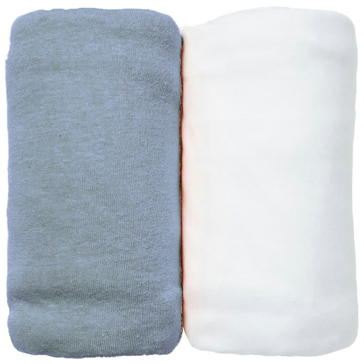 GAMME BIO UNIS - Lot de 2 Draps Housses jersey 70x140 cm Coton bio Blanc/Océan