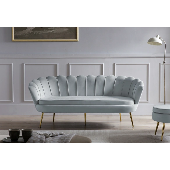 Muschelsofa, Höhe: 78 cm, hellgrau/goldfarben
