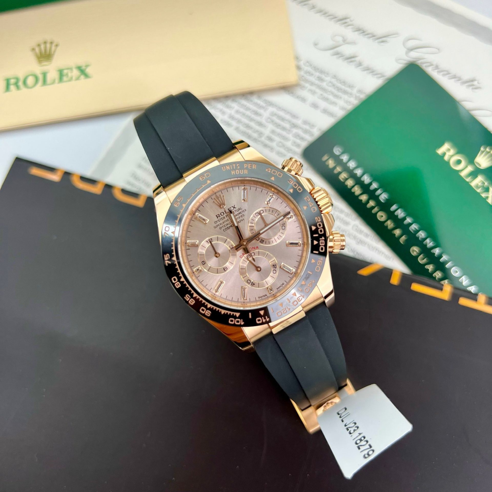 Rolex Daytona 116515LN YG Plated Pink Dial CZ Diamonds 40mm Oysterflex Super Clone