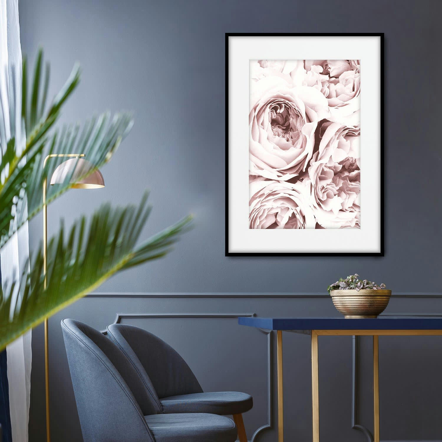 FLORES - Affiche avec cadre noir - Roses - 50x70