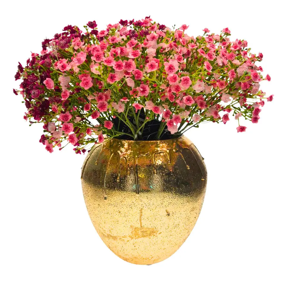 Mega Collections Vaas Oman Drip - goud - glas - D26 x H26 cm