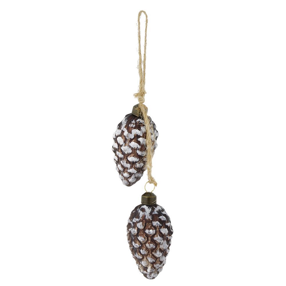 Décoration à suspendre pommes de pin en verre marron Ø4,5xH9cm
