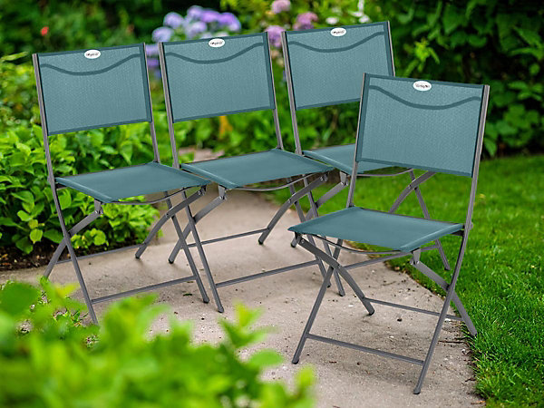 Lot de 4 Chaises de jardin pliante métal Modula Bleu Canard/Graphite - Hespéride