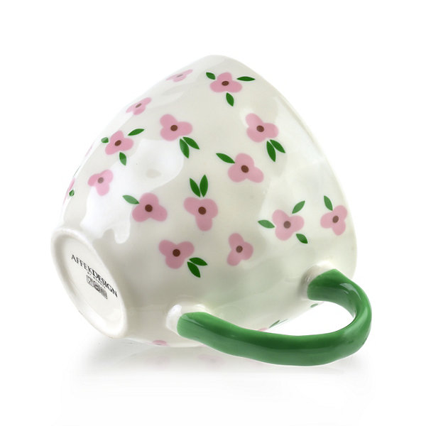 Kubek en Porcelaine FLORELLA 40cl motifs fleurs roses, 11x15x9 cm
