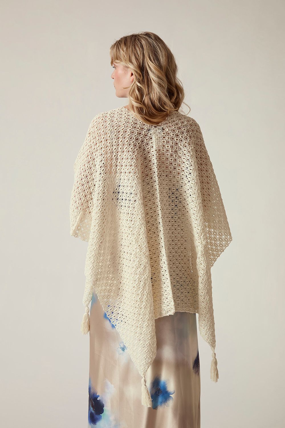 James Lakeland Cream Lattice Knit Kaftan