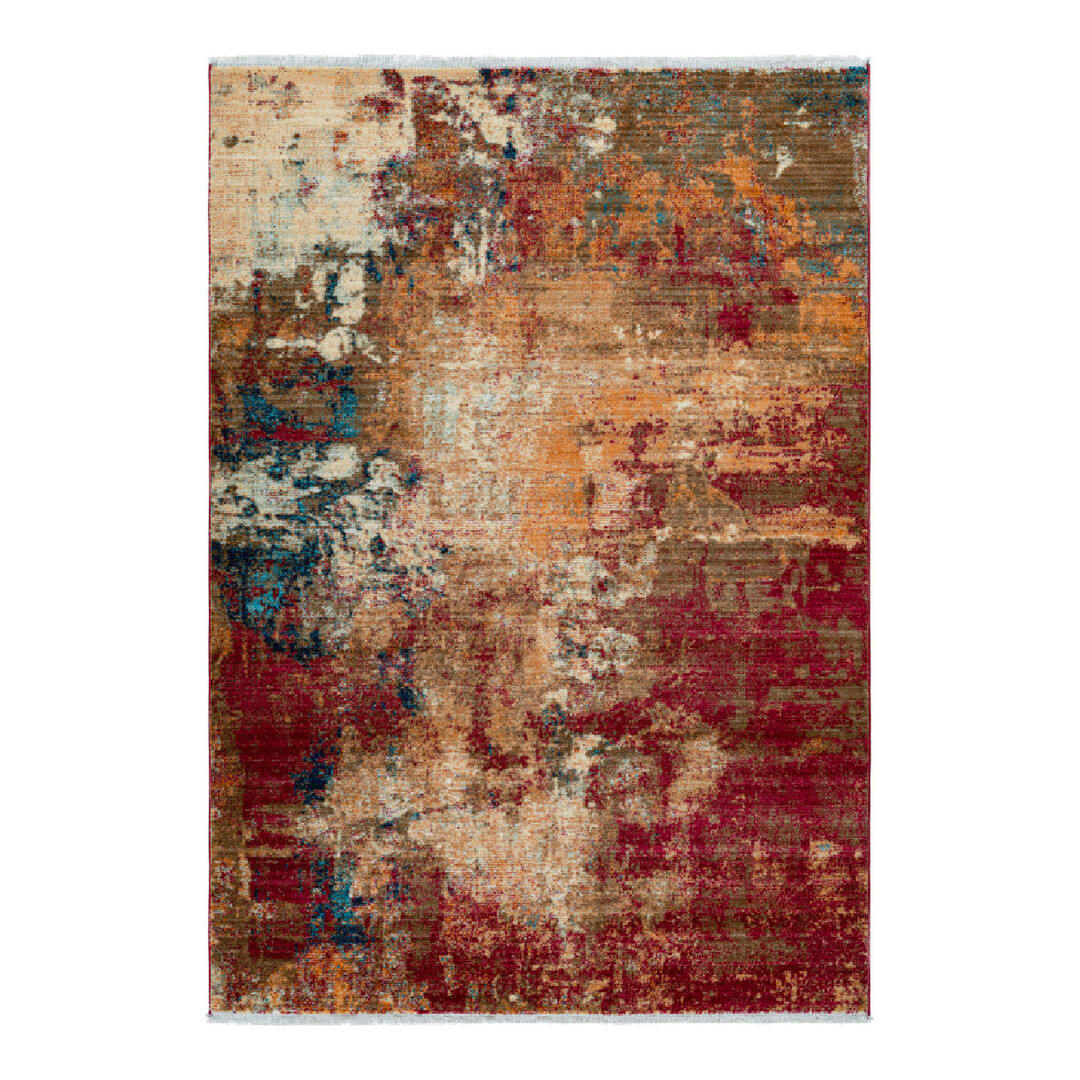 GARLAND - Tapis rayé vintage en polypropylène rouge 80x150
