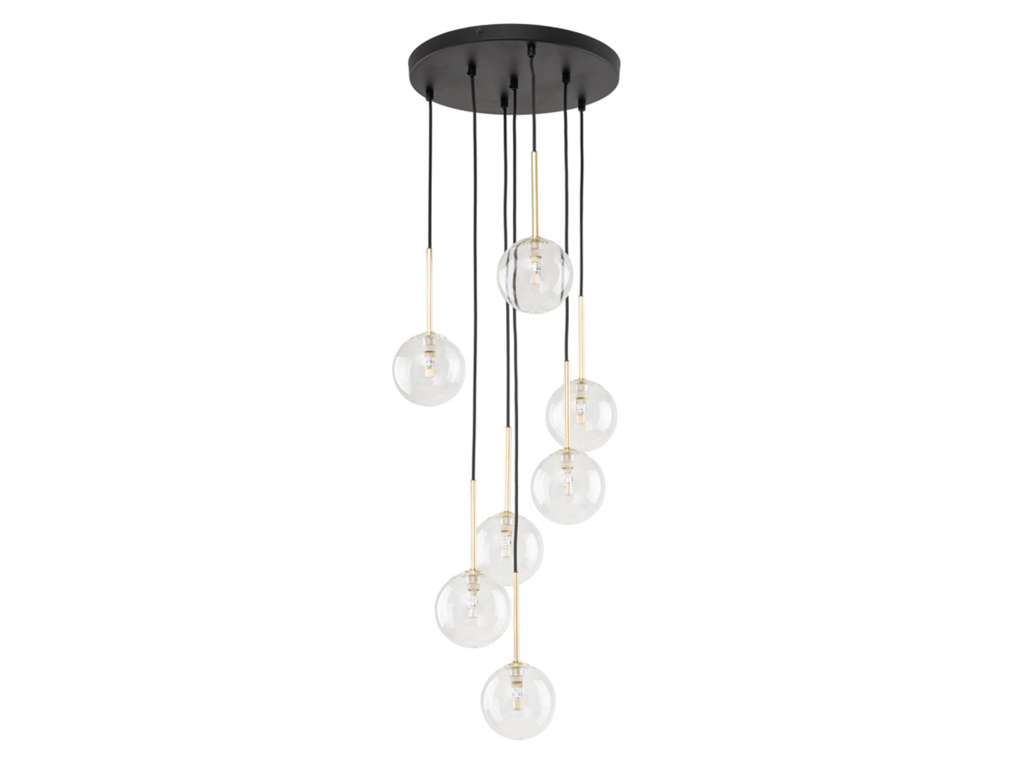 Lampa wisząca Nilos 7-punktowa metalowa złota