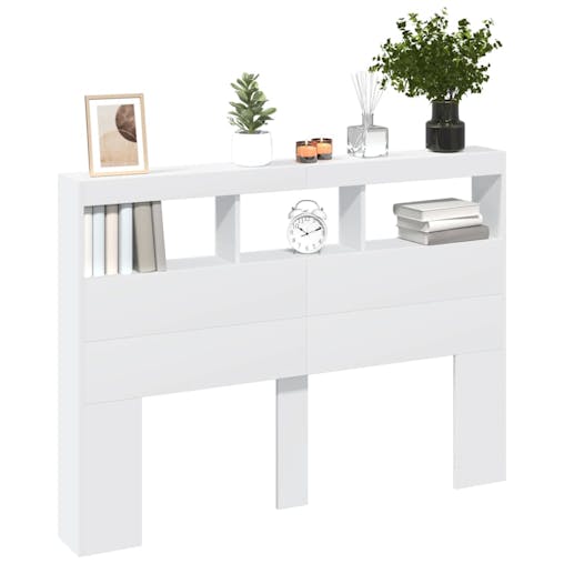 NNEVL Headboard Cabinet with LED White 140x17x102 cm